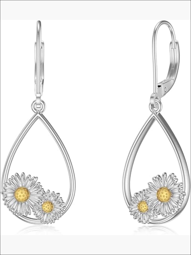 925 Sterling Silver Daisy Drop Dangle Earrings Holiday Jewelry Gift